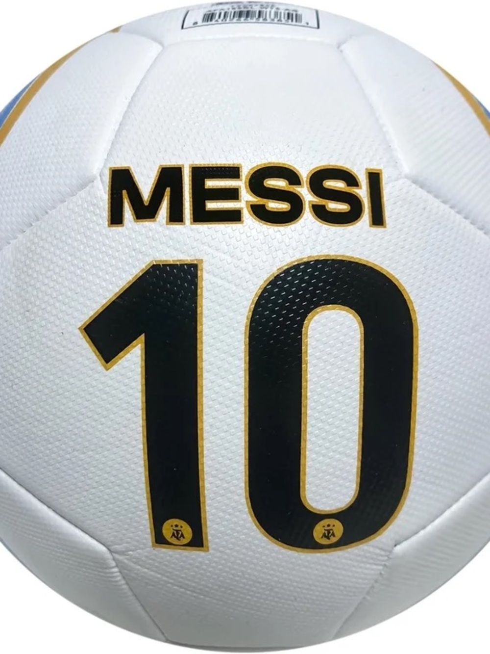 Messi 10 Kids Soccer Ball - White and Black with Gold Trim